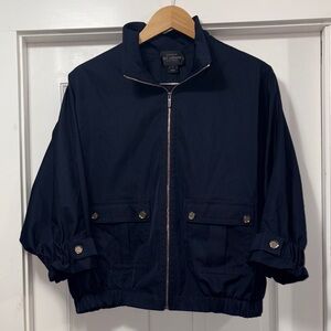 St. John Navy cropped sleeve wind breaker